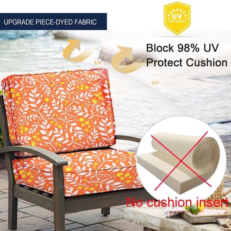 NettyPro Outdoor Cushion Covers Set 2 Water Repellent UV Resistant Outdoor Chair Seat Cushion Slipcover, 20 x 18 x 4 Inch - Image 3